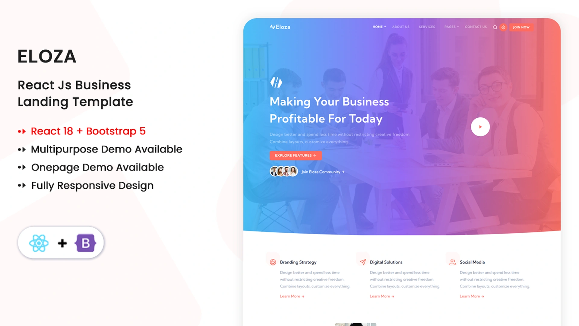 Eloza - React Multipurpose Business & Corporate Template