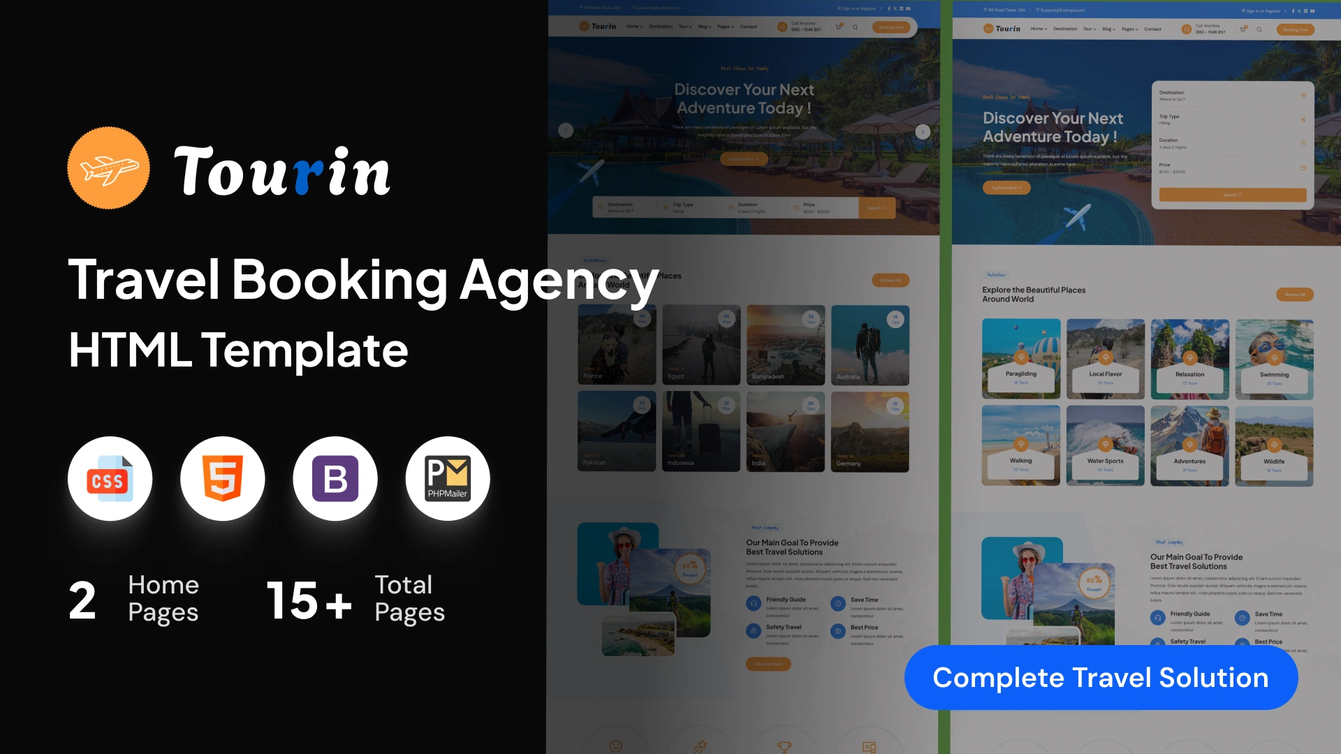 Tourin - Tour & Travel Agency Booking HTML Template