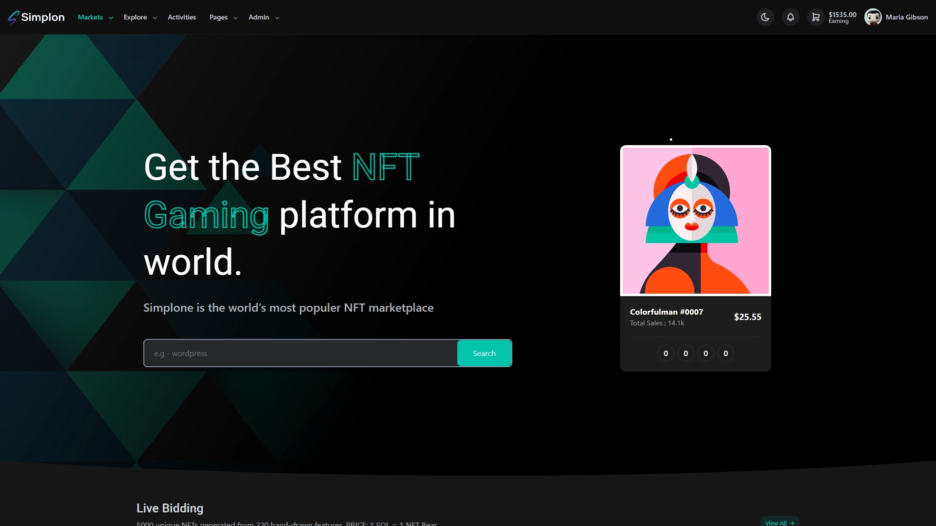 Simplon - NFT Marketplace & Admin Dashboard