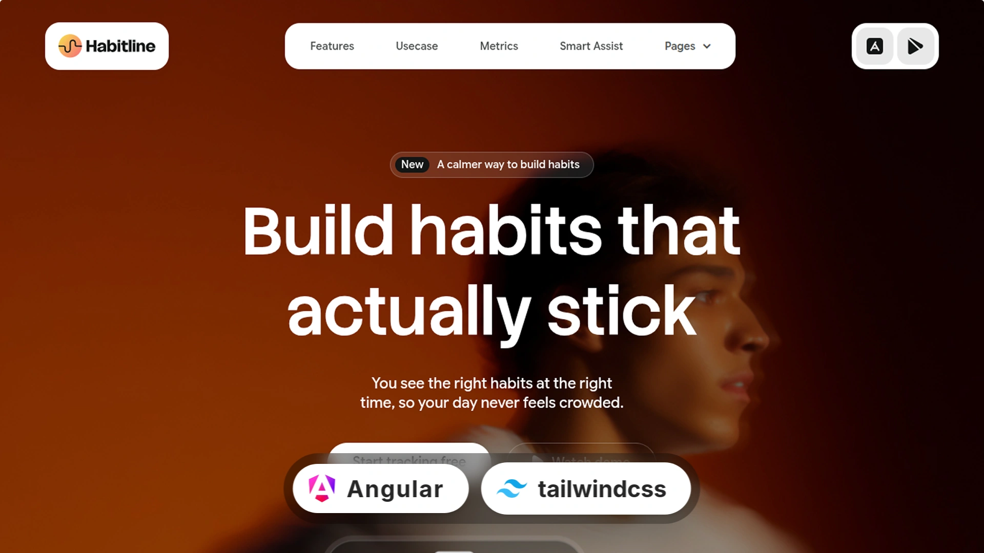 Habitline - Mobile App & SaaS Landing Page Angular 22 & Tailwind CSS 4 Template