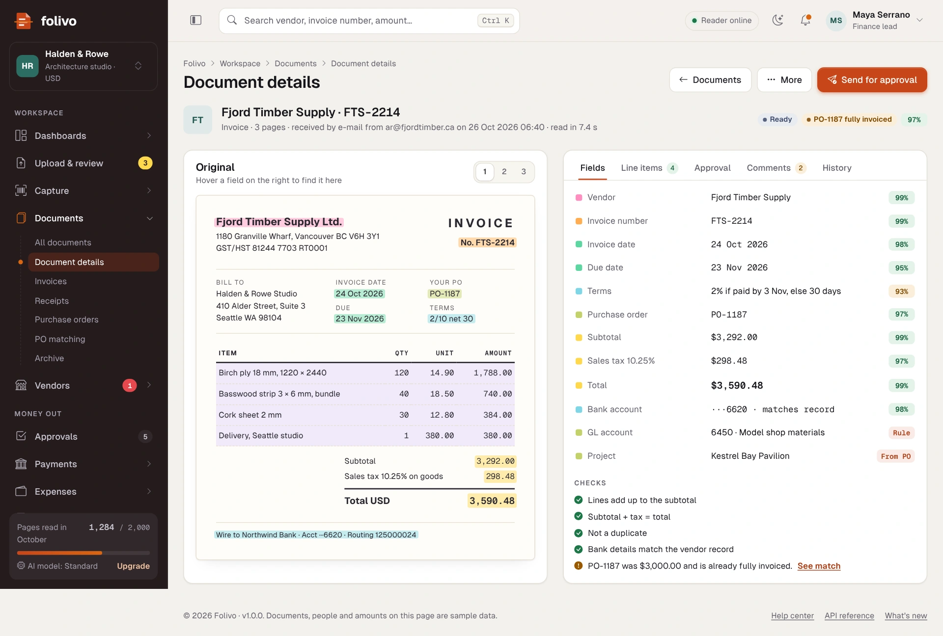 Folivo - AI Invoice & Receipt OCR Admin Dashboard Template HTML, React, Vue (Screenshot 14 of 20)