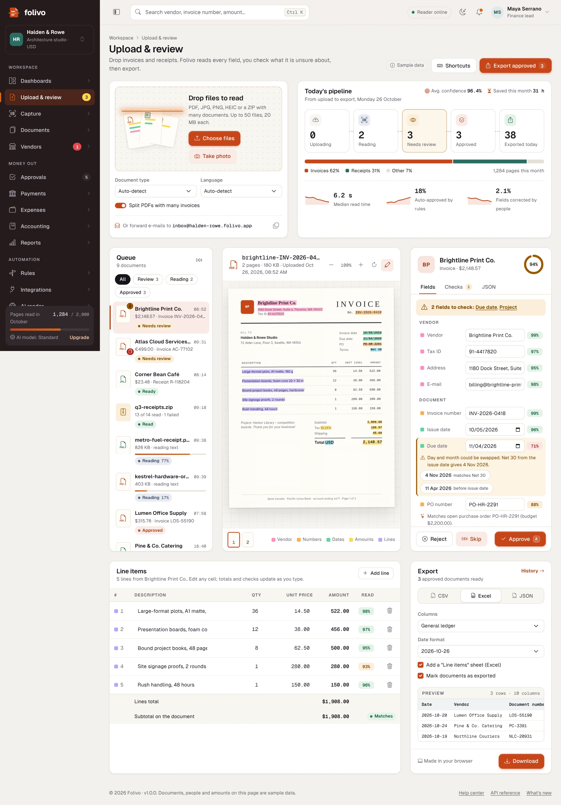 Folivo - AI Invoice & Receipt OCR Admin Dashboard Template HTML, React, Vue (Screenshot 11 of 20)