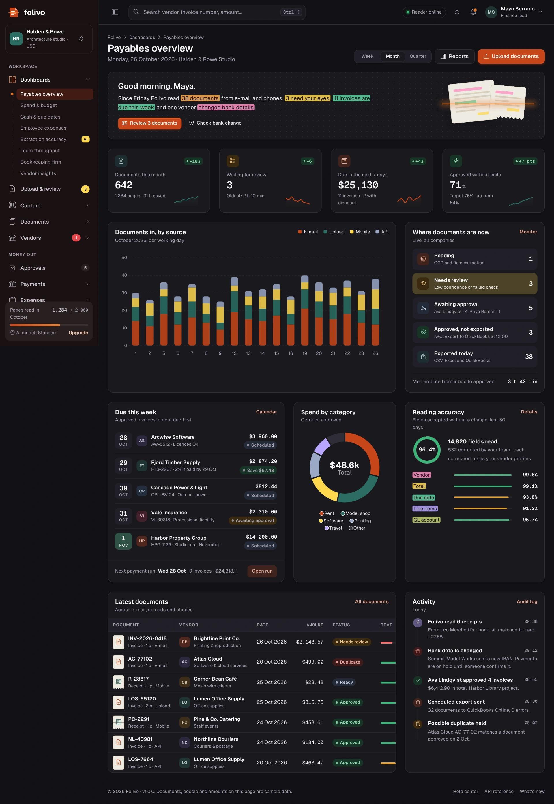 Folivo - AI Invoice & Receipt OCR Admin Dashboard Template HTML, React, Vue (Screenshot 13 of 20)