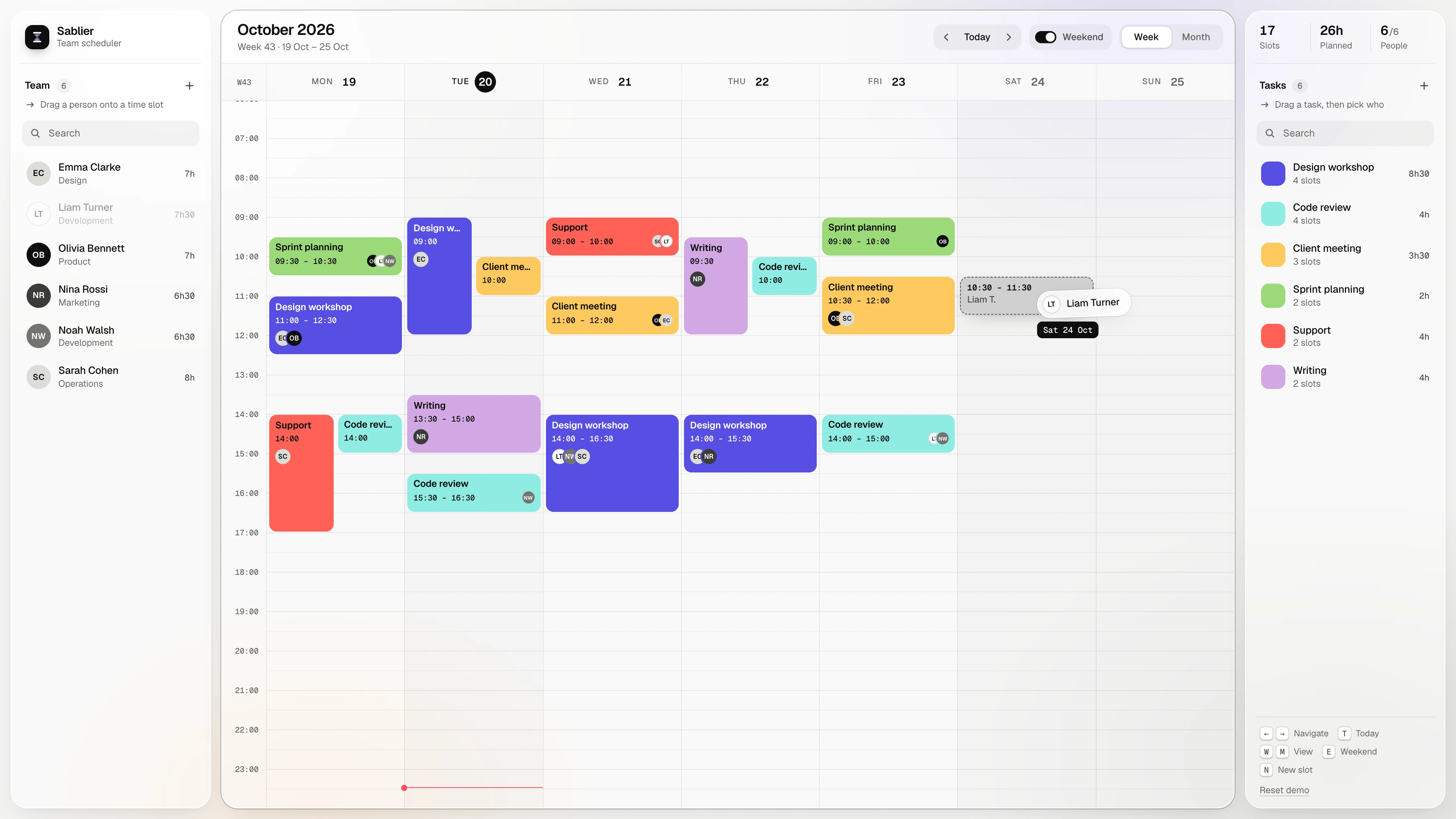 Sablier - Team Scheduler Template with Drag and Drop for React and Vue (Screenshot 2 of 13)