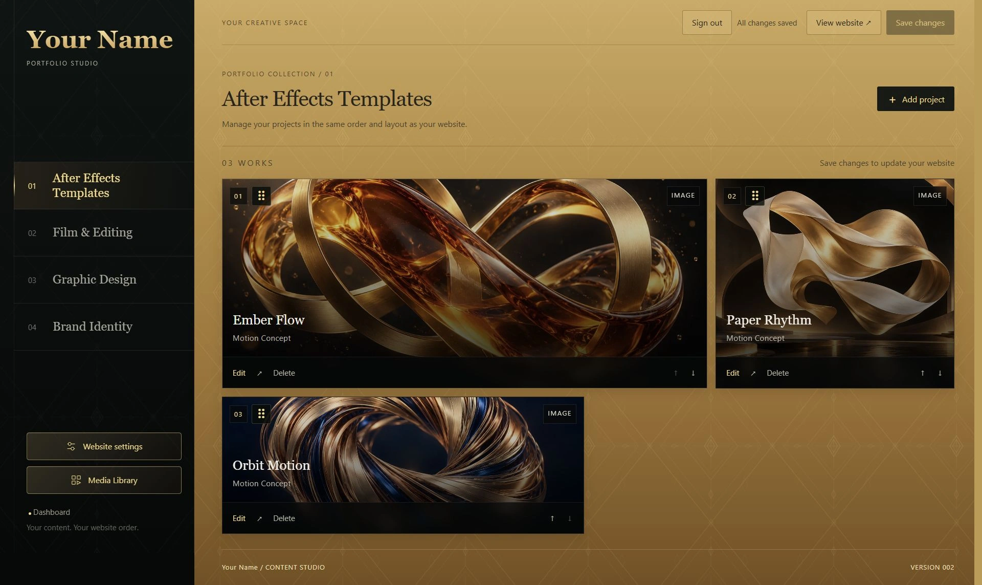 Gold Portfolio - PHP Portfolio with Admin Dashboard (Screenshot 4 of 5)
