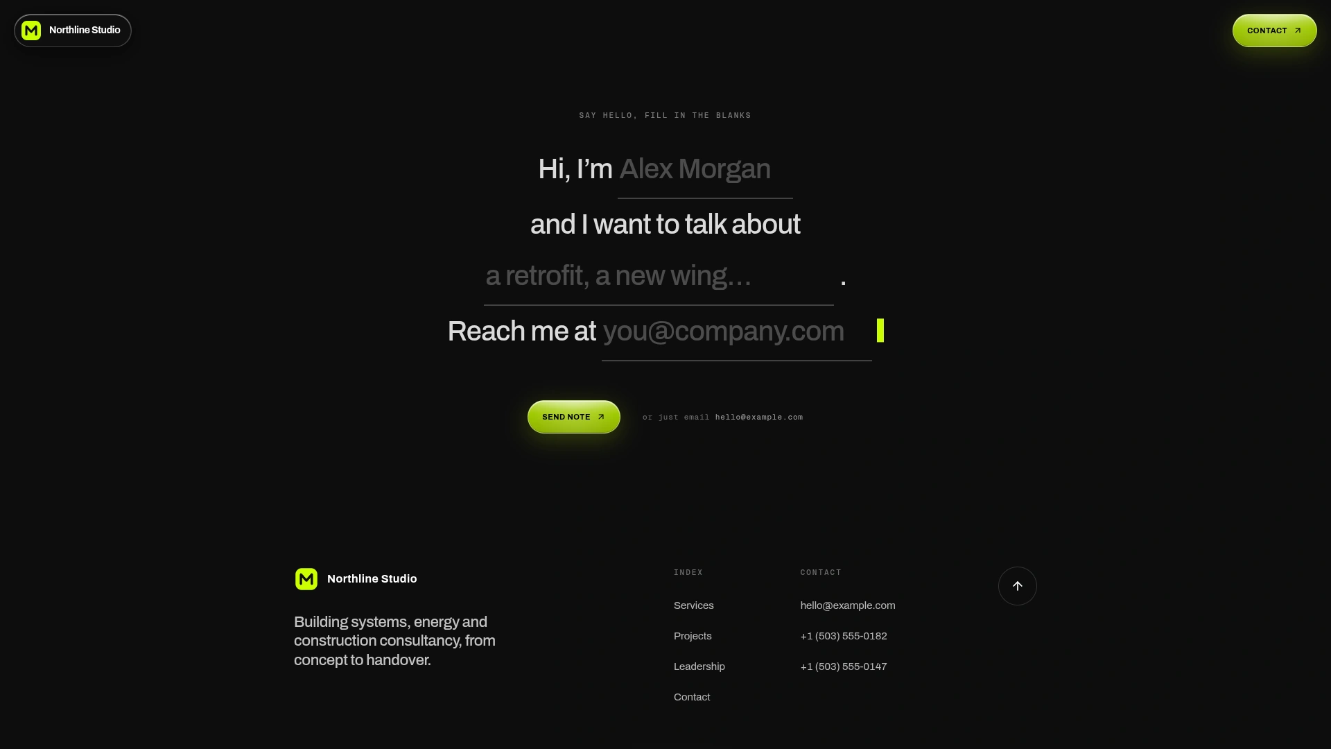 Northline - Dark Modern Editorial Portfolio Landing Template (Screenshot 9 of 10)