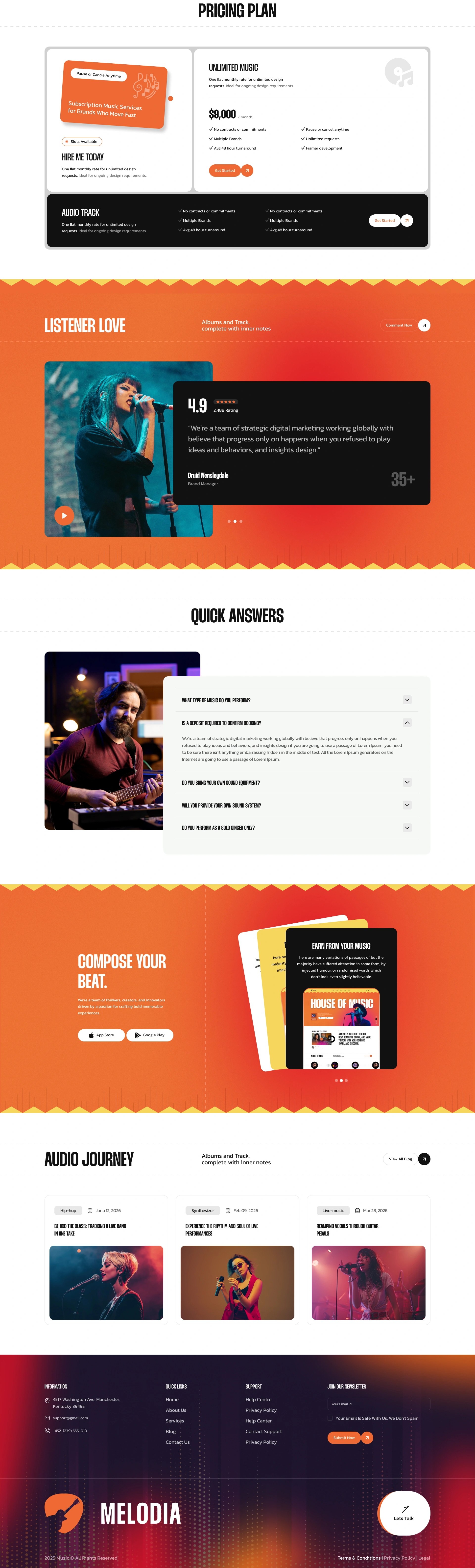 Melodia - Music Band & Artist Portfolio Figma Template (Screenshot 4 of 4)