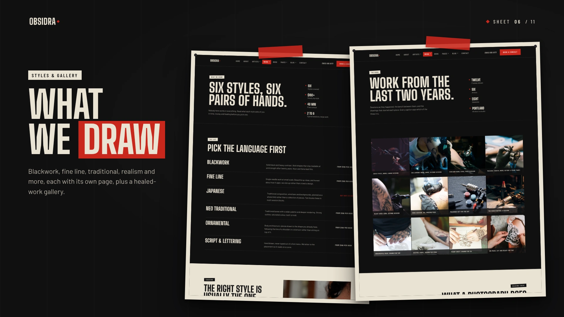 Obsidra - Tattoo Studio & Artist HTML Template (Screenshot 5 of 10)