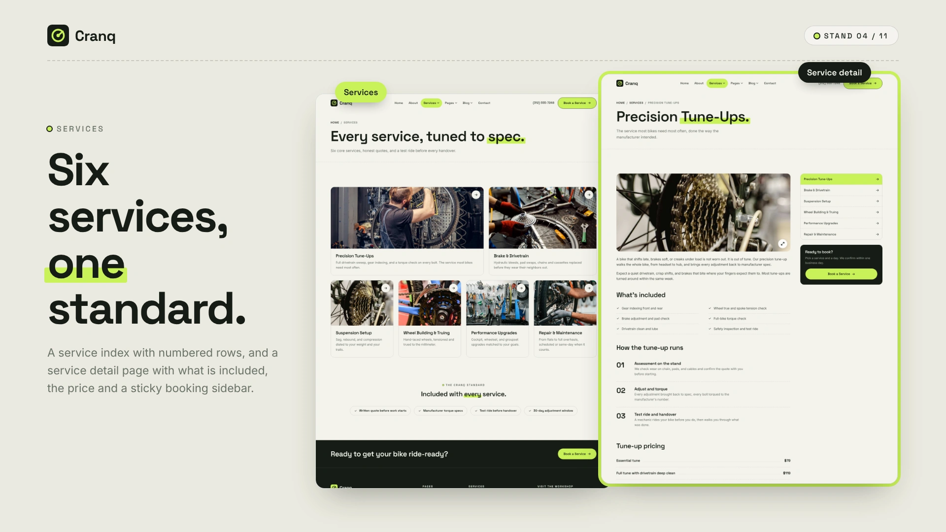 Cranq - Bicycle Repair & Customization HTML Template (Screenshot 3 of 10)