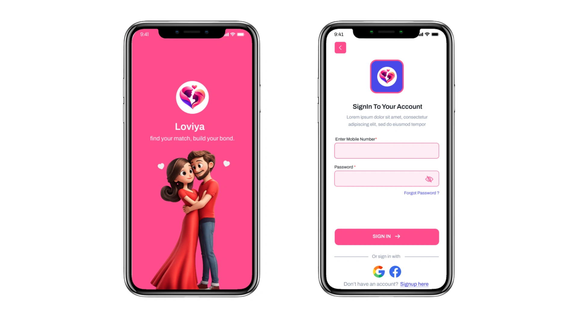 Loviya - Modern Dating & Matchmaking App UI Kit (Screenshot 1 of 17)