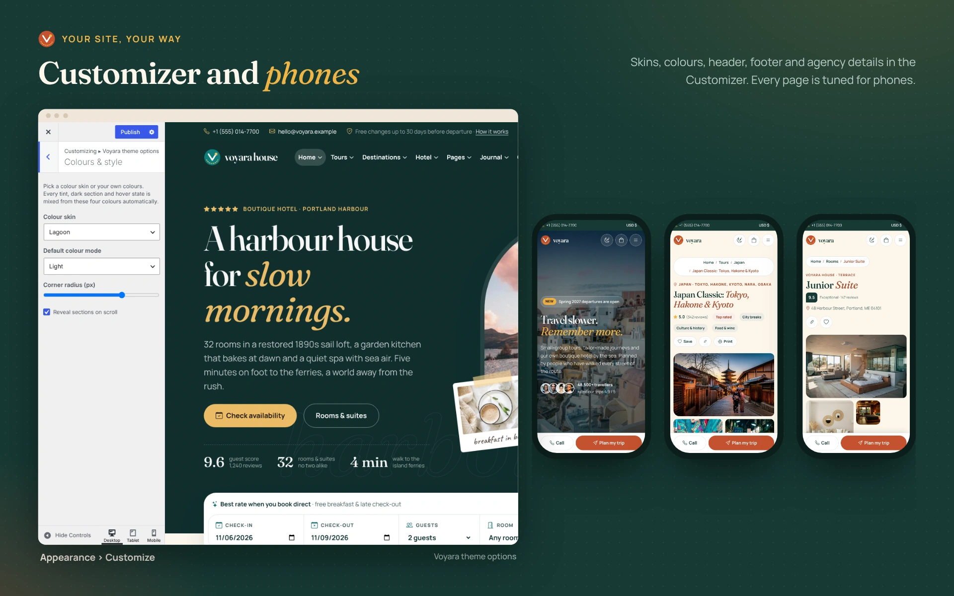 Voyara - Travel Agency & Boutique Hotel WordPress Theme (Screenshot 9 of 9)