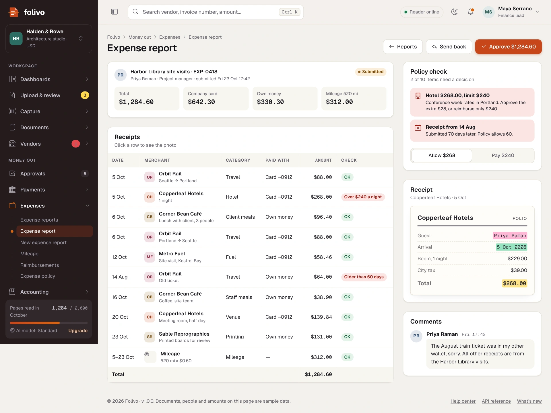 Folivo - AI Invoice & Receipt OCR Admin Dashboard Template HTML, React, Vue (Screenshot 18 of 20)