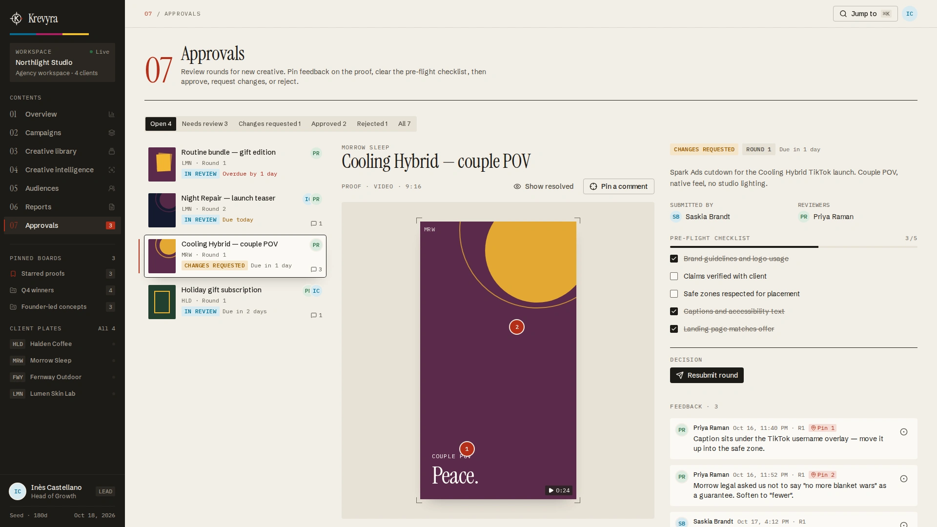 Krevyra - Creative Performance & Ad Analytics Next.js SaaS Template (Screenshot 12 of 13)