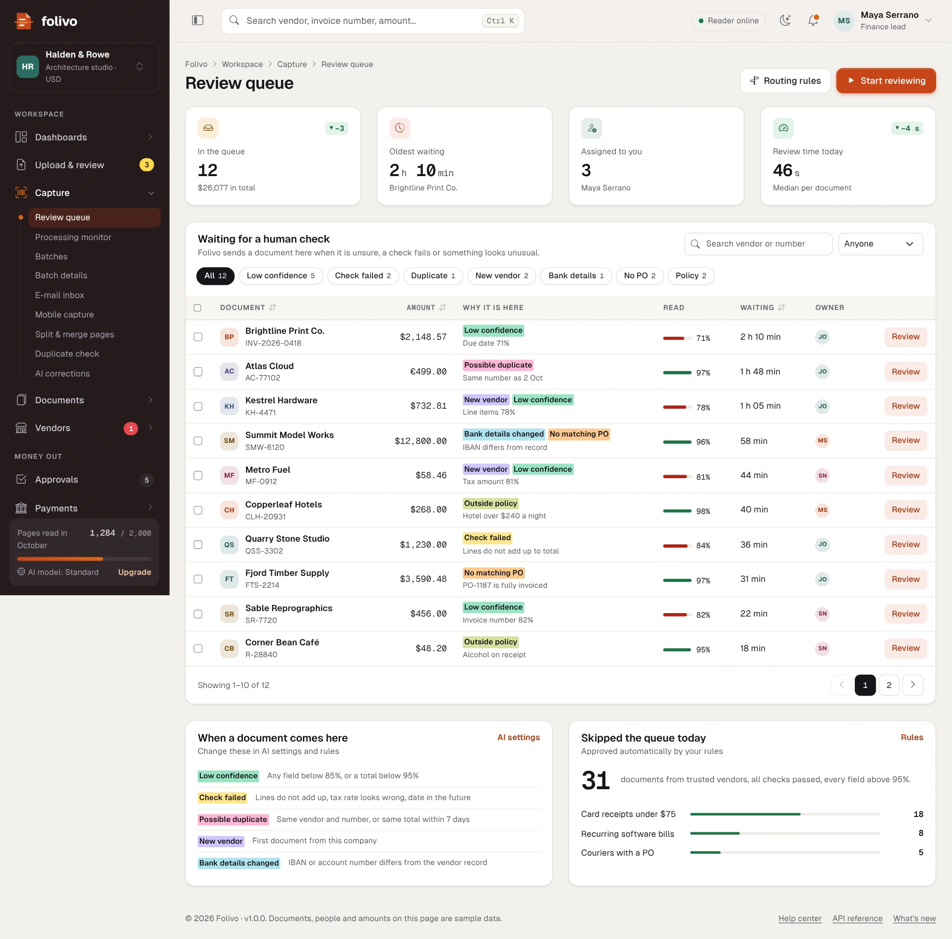 Folivo - AI Invoice & Receipt OCR Admin Dashboard Template HTML, React, Vue (Screenshot 15 of 20)