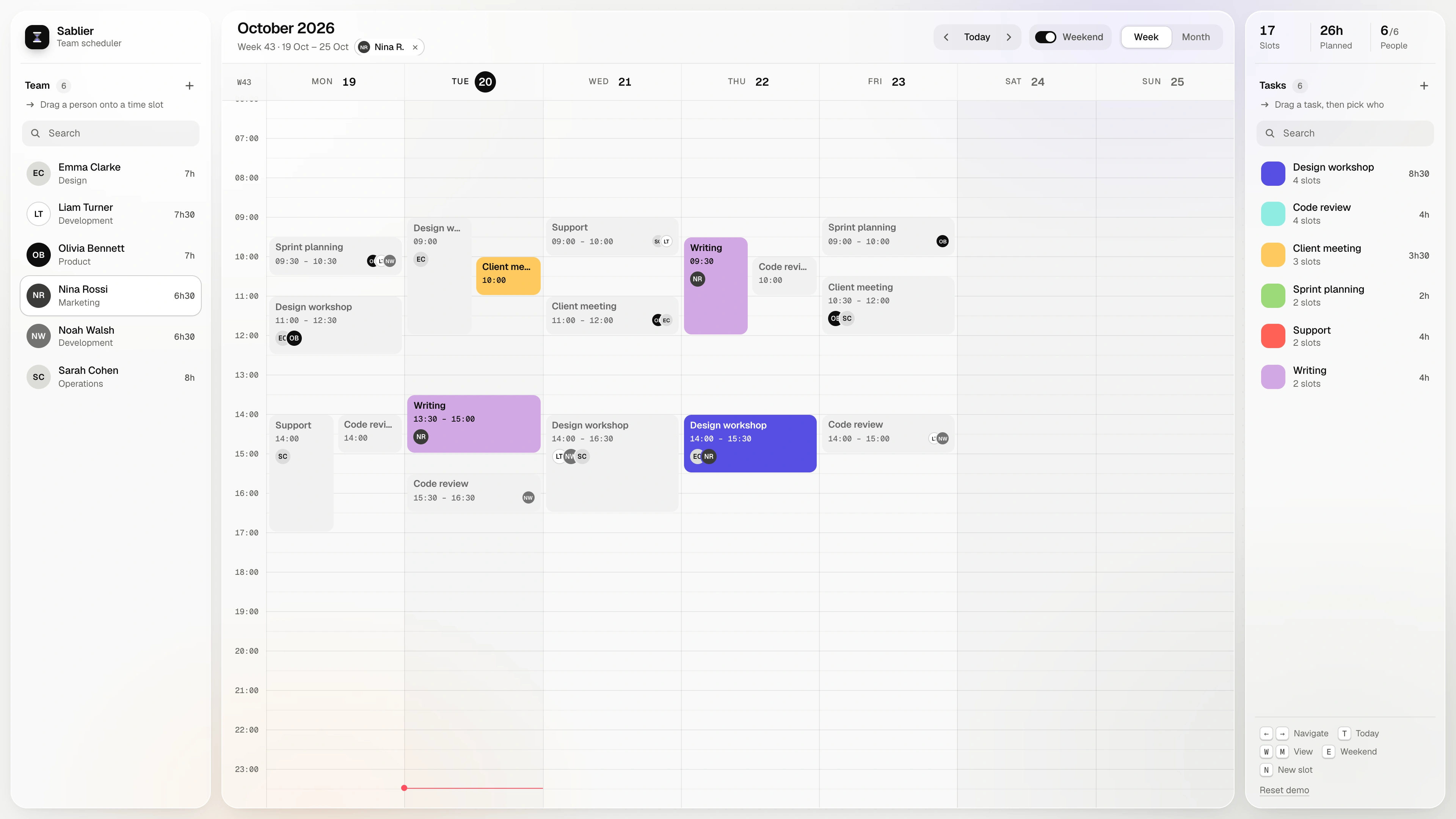 Sablier - Team Scheduler Template with Drag and Drop for React and Vue (Screenshot 7 of 13)