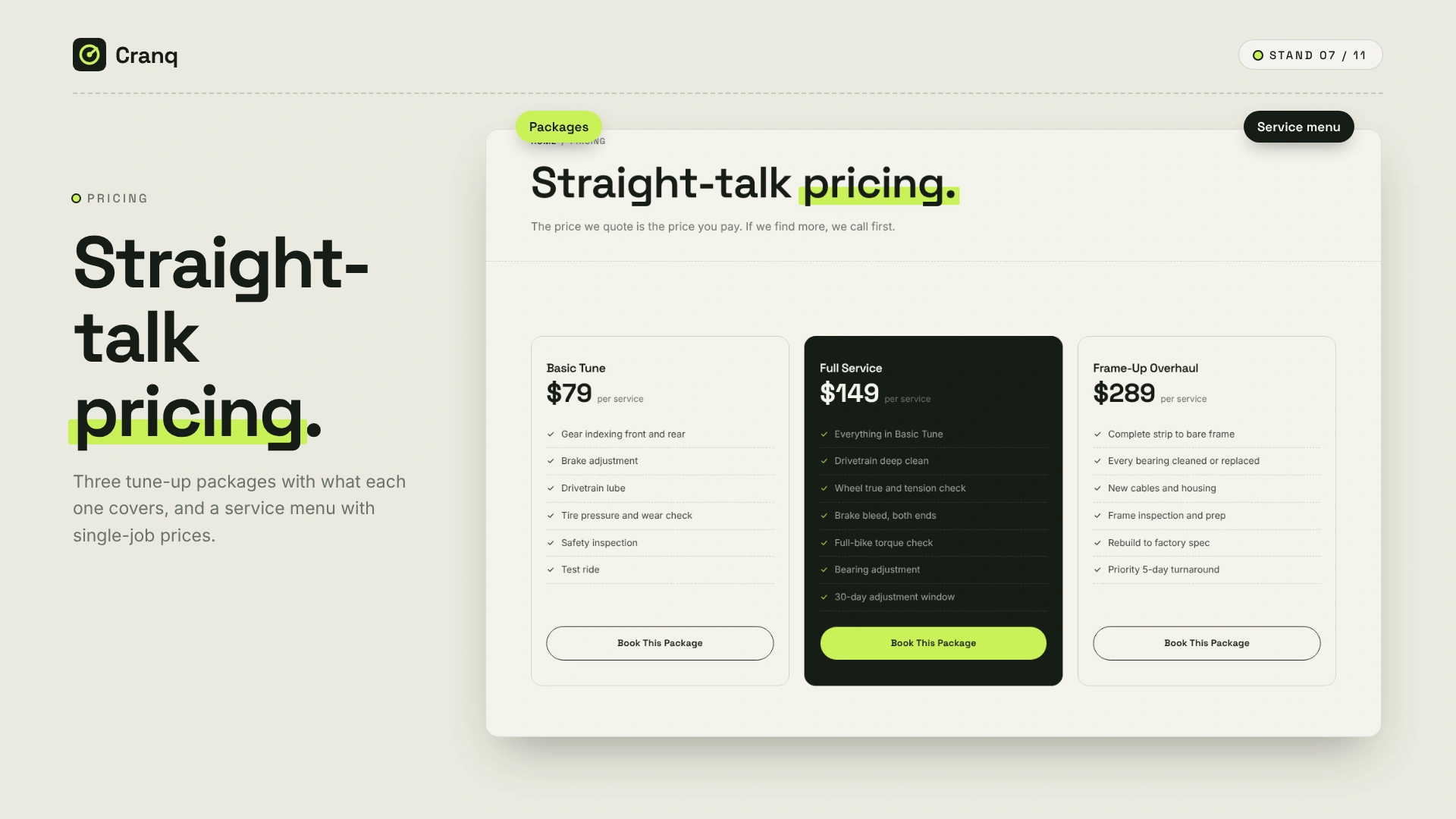 Cranq - Bicycle Repair & Customization HTML Template (Screenshot 6 of 10)
