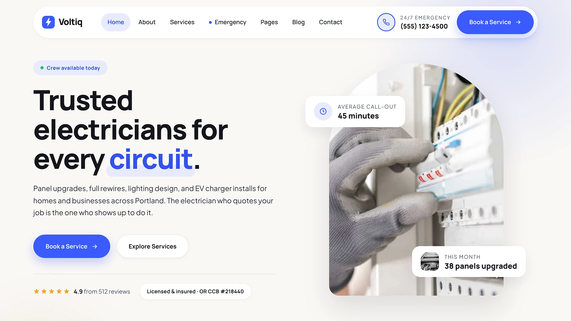Voltiq - Electrician & Electrical Services React Template (Screenshot 5 of 10)