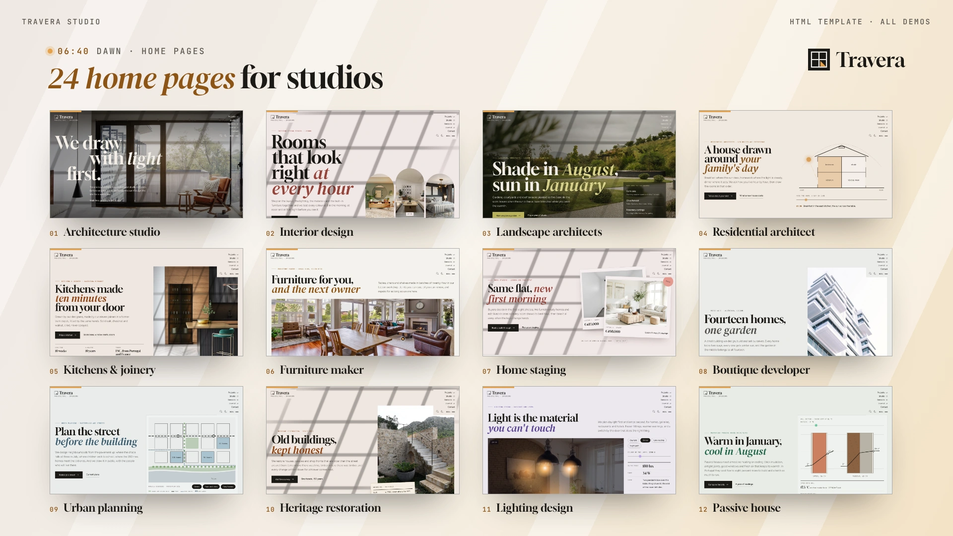 Travera - Architecture & Interior Design HTML Template (Screenshot 1 of 16)