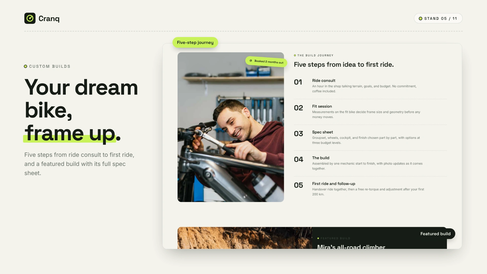 Cranq - Bicycle Repair & Customization HTML Template (Screenshot 4 of 10)