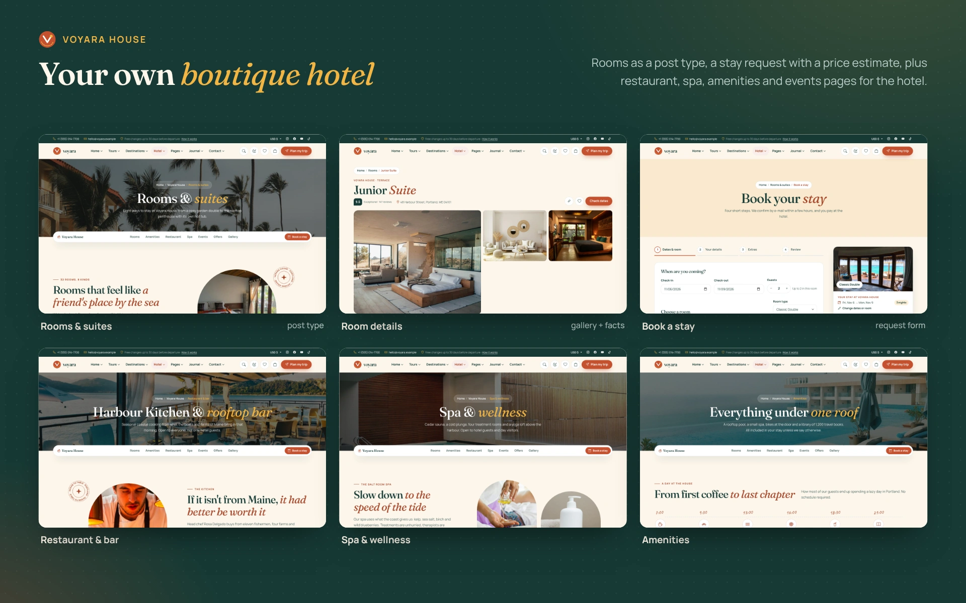 Voyara - Travel Agency & Boutique Hotel WordPress Theme (Screenshot 5 of 9)