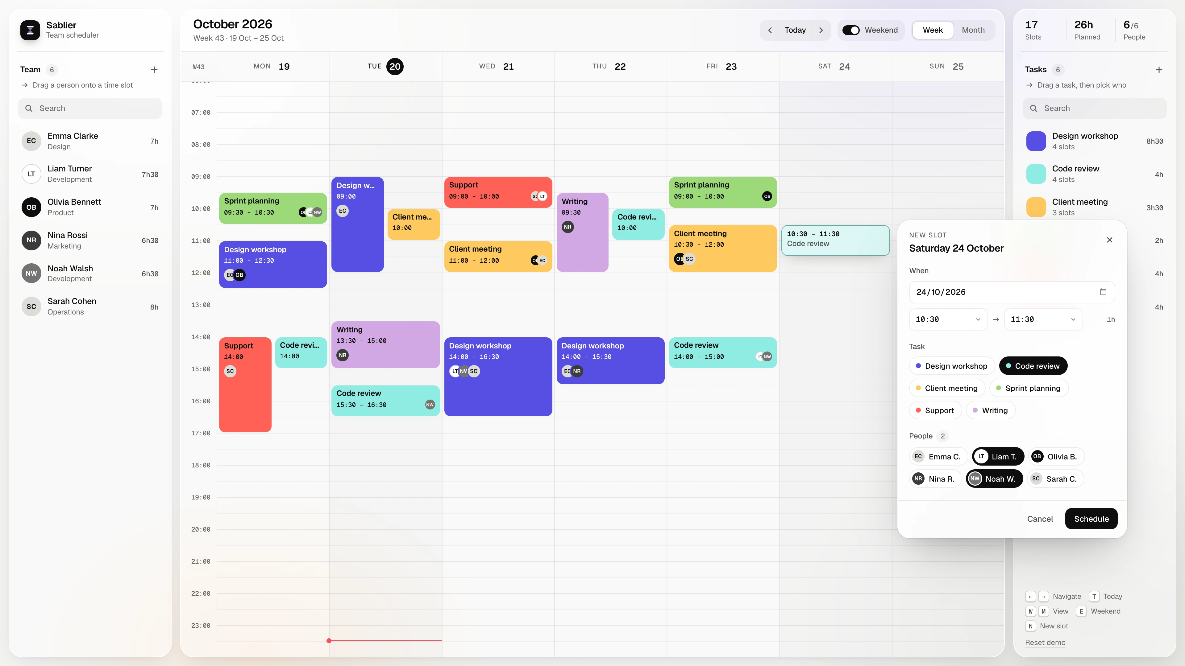 Sablier - Team Scheduler Template with Drag and Drop for React and Vue (Screenshot 3 of 13)