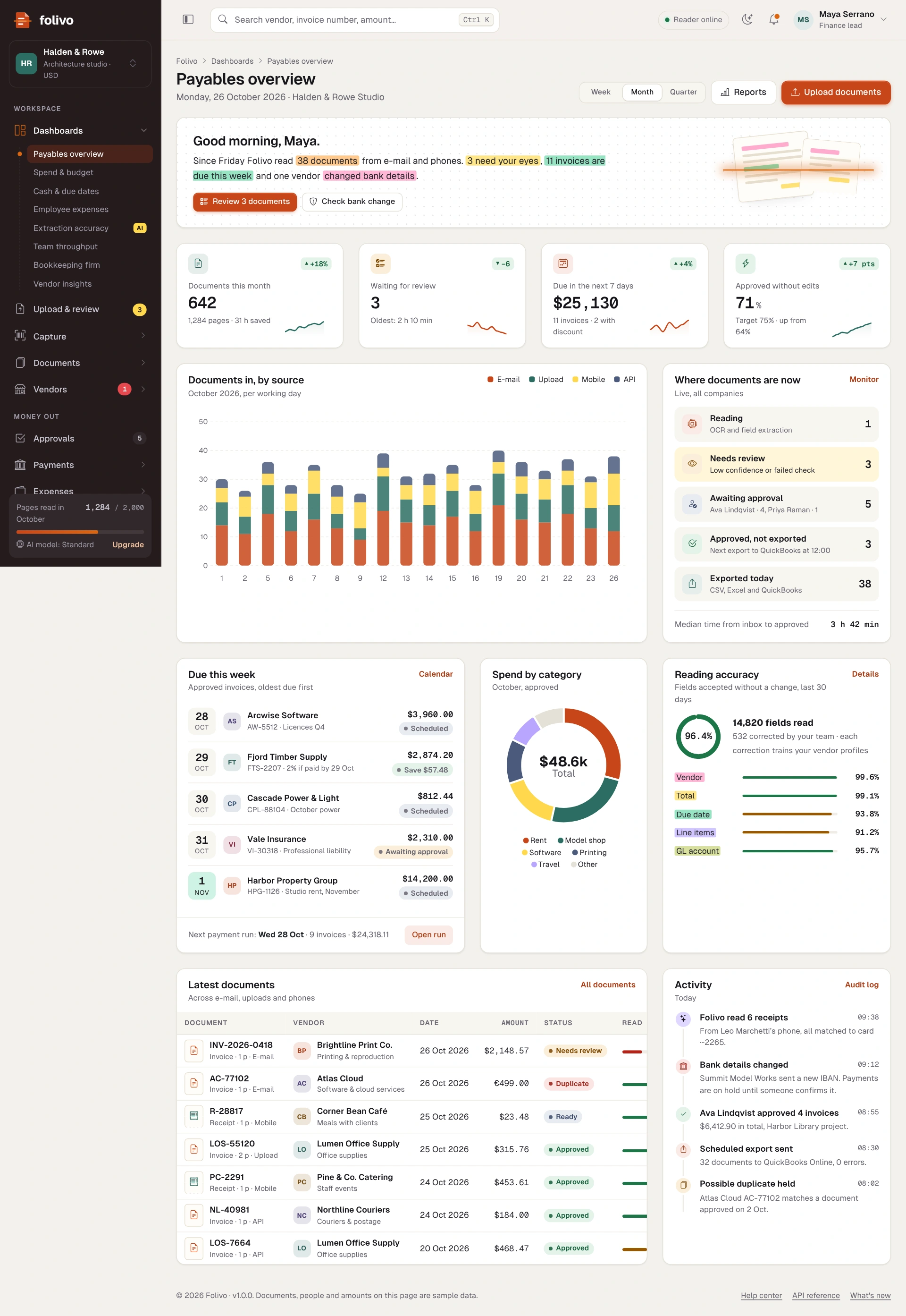 Folivo - AI Invoice & Receipt OCR Admin Dashboard Template HTML, React, Vue (Screenshot 12 of 20)