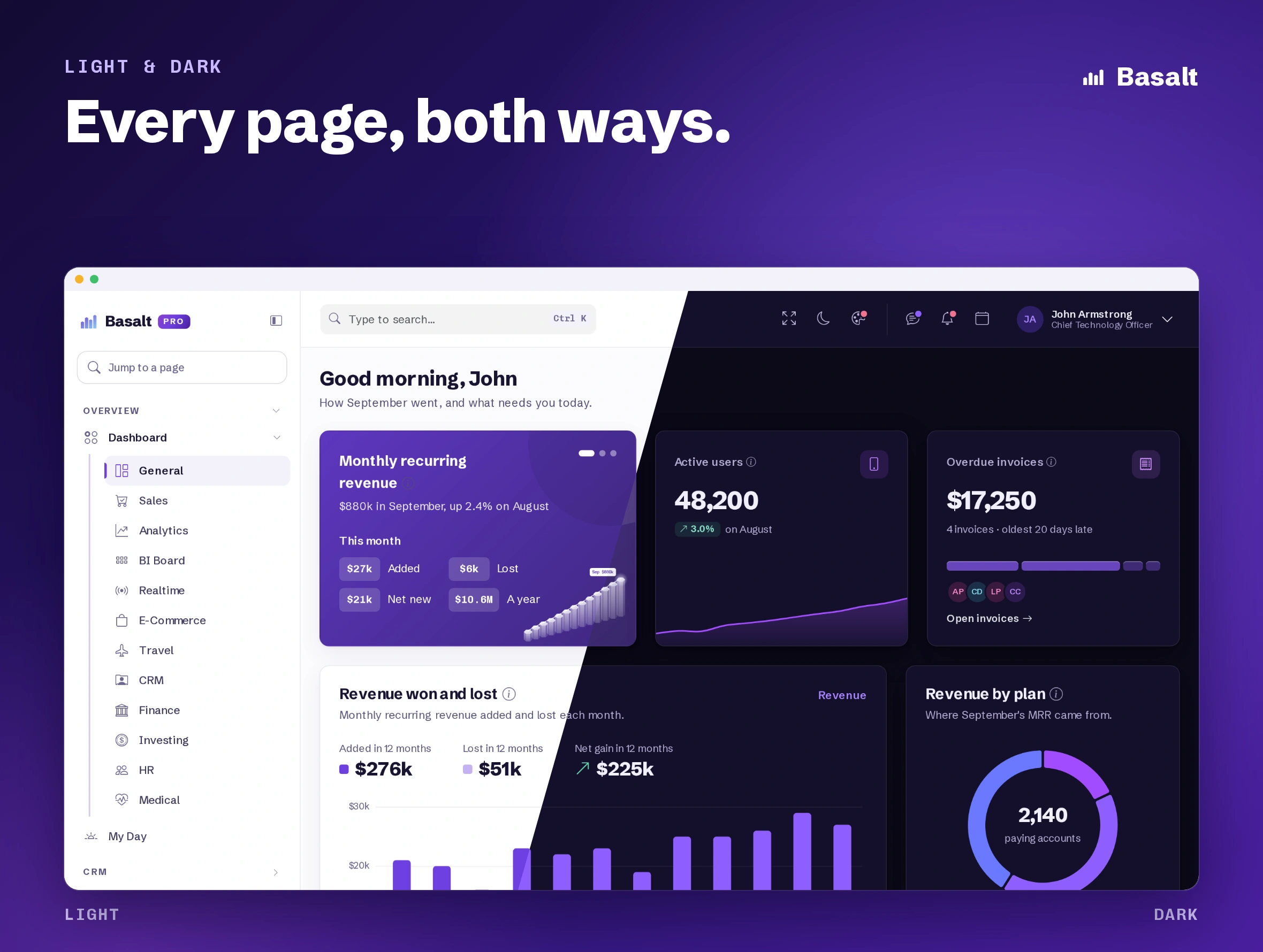 Basalt - Multipurpose AI, CRM, HRM, eCommerce & ERP Bootstrap Admin Template (Screenshot 1 of 11)