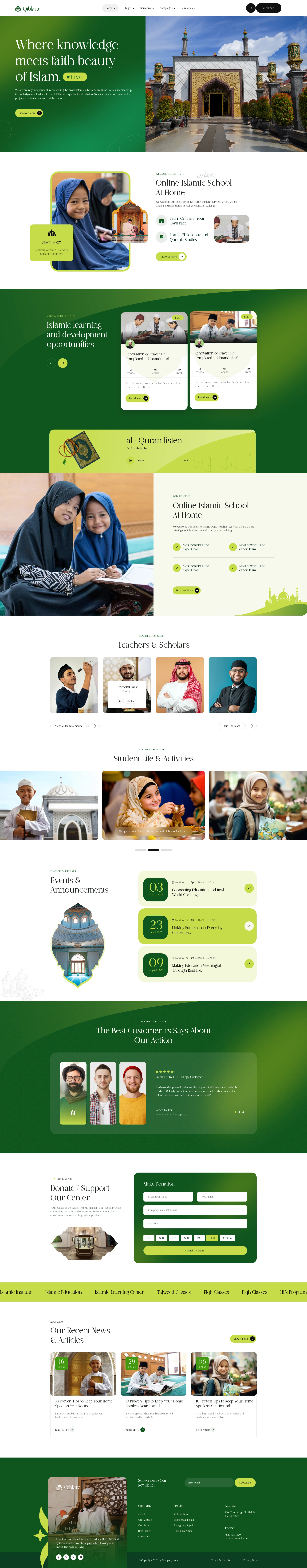Qiblara - Islamic Center & Mosque Figma Template (Screenshot 1 of 1)