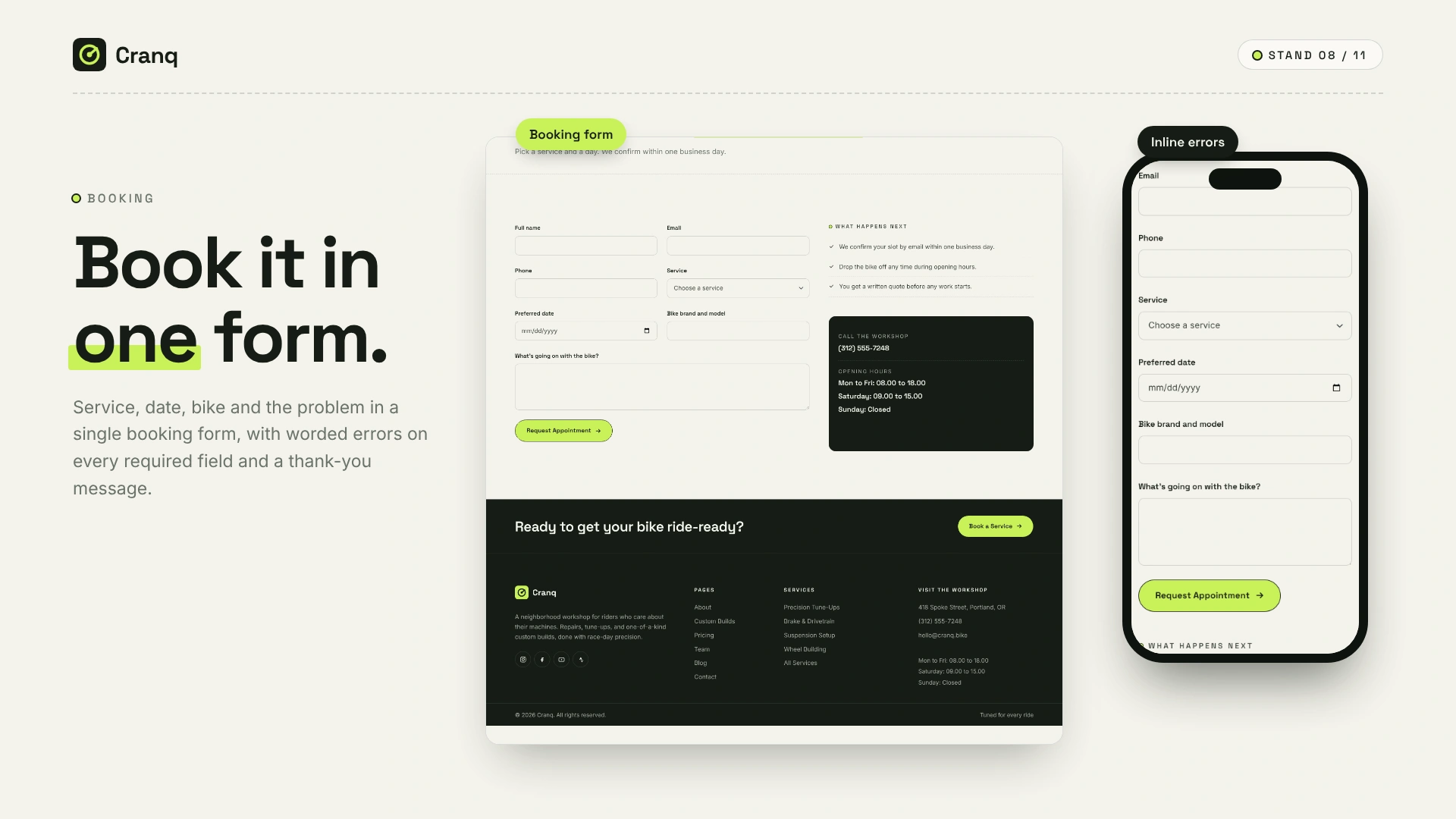 Cranq - Bicycle Repair & Customization HTML Template (Screenshot 7 of 10)