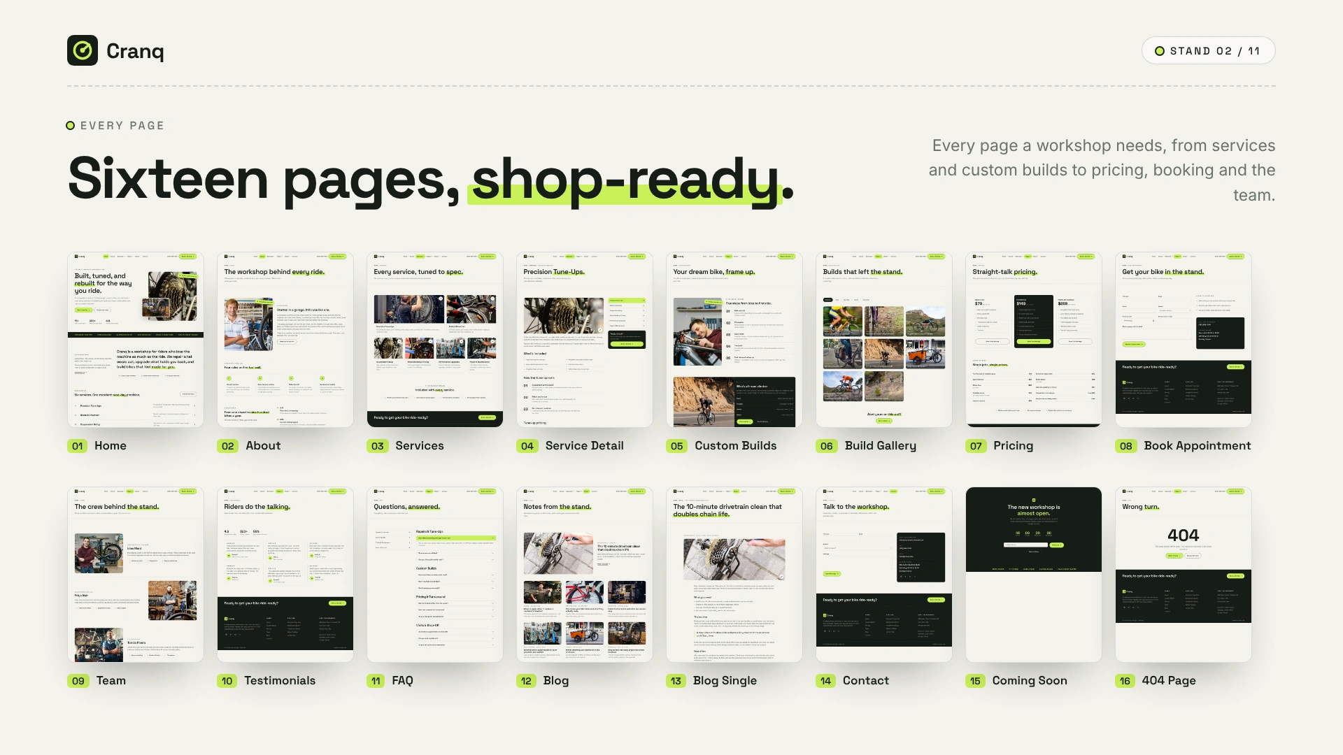 Cranq - Bicycle Repair & Customization HTML Template (Screenshot 1 of 10)