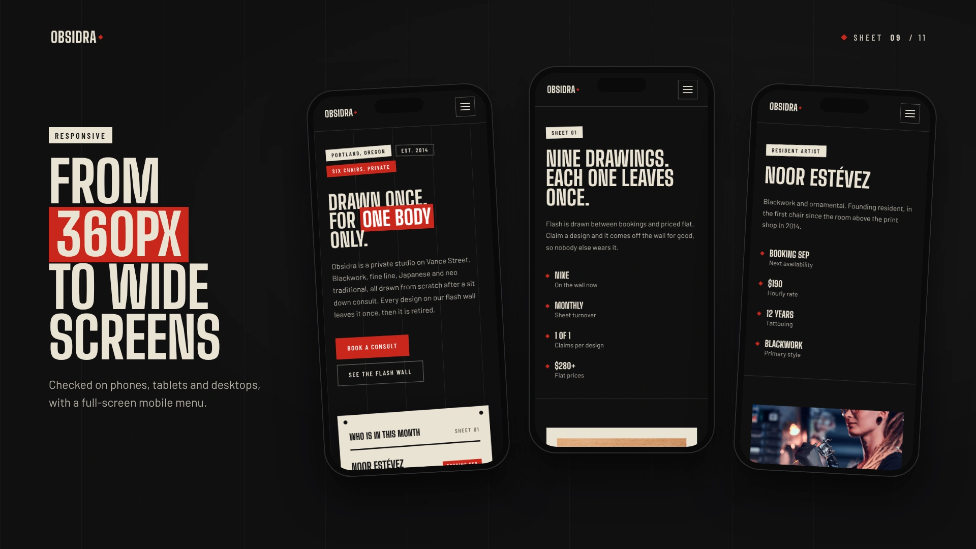 Obsidra - Tattoo Studio & Artist HTML Template (Screenshot 8 of 10)
