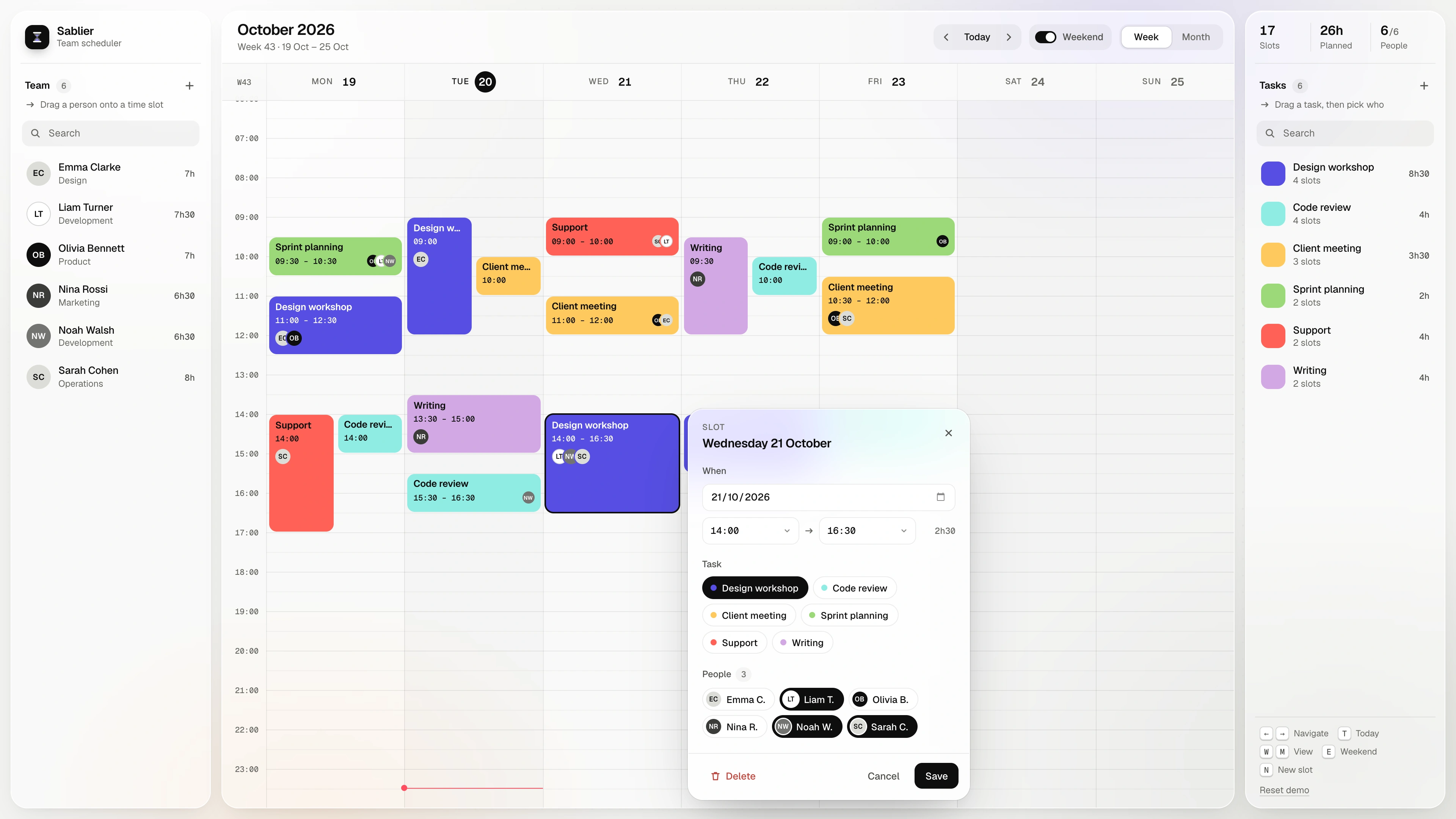 Sablier - Team Scheduler Template with Drag and Drop for React and Vue (Screenshot 6 of 13)