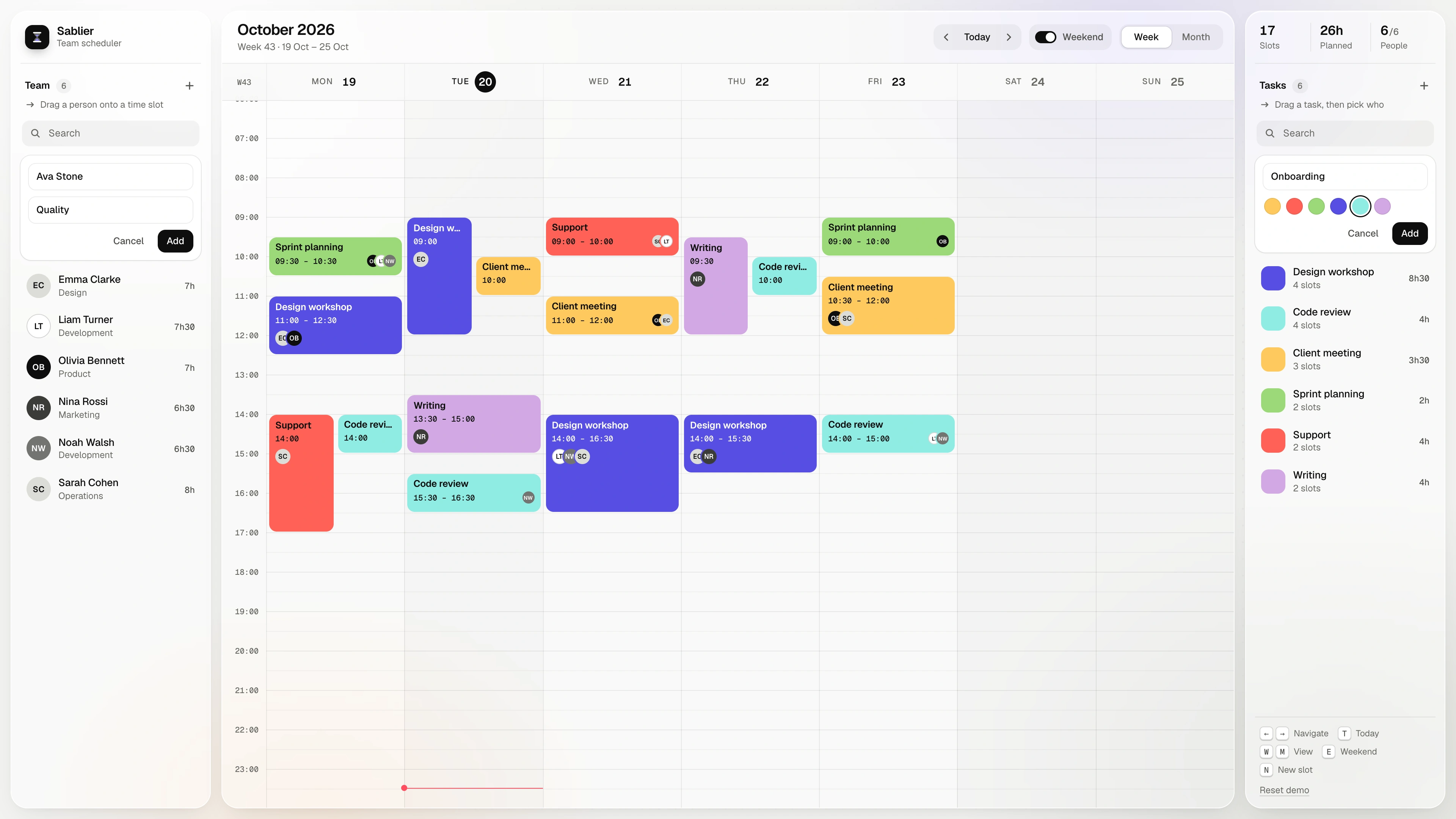Sablier - Team Scheduler Template with Drag and Drop for React and Vue (Screenshot 10 of 13)