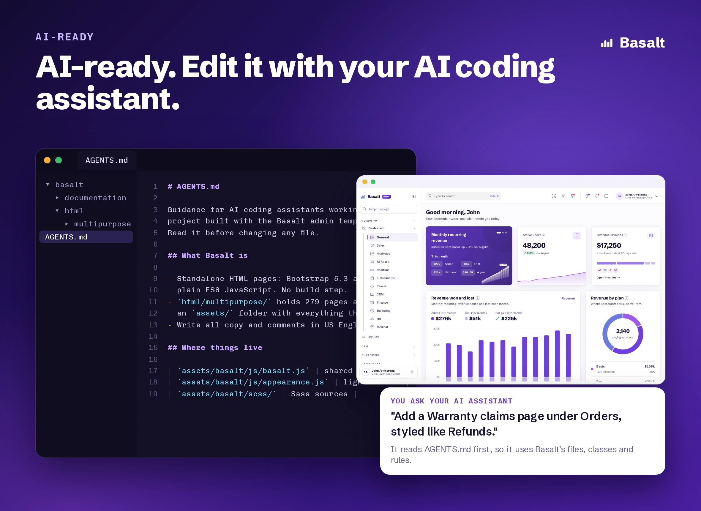 Basalt - Multipurpose AI, CRM, HRM, eCommerce & ERP Bootstrap Admin Template (Screenshot 6 of 11)