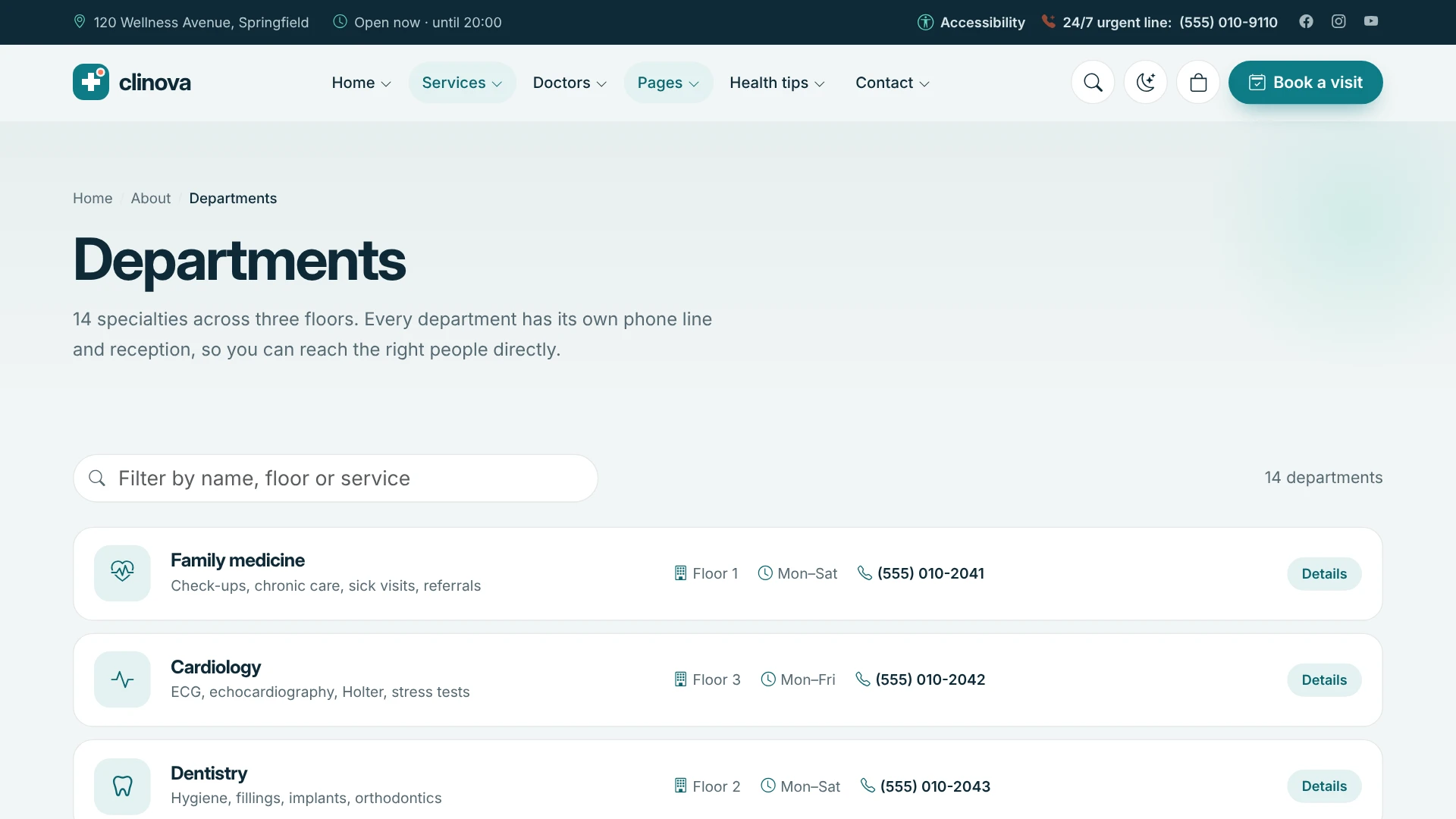 Clinova - Medical Clinic & Healthcare WordPress Theme