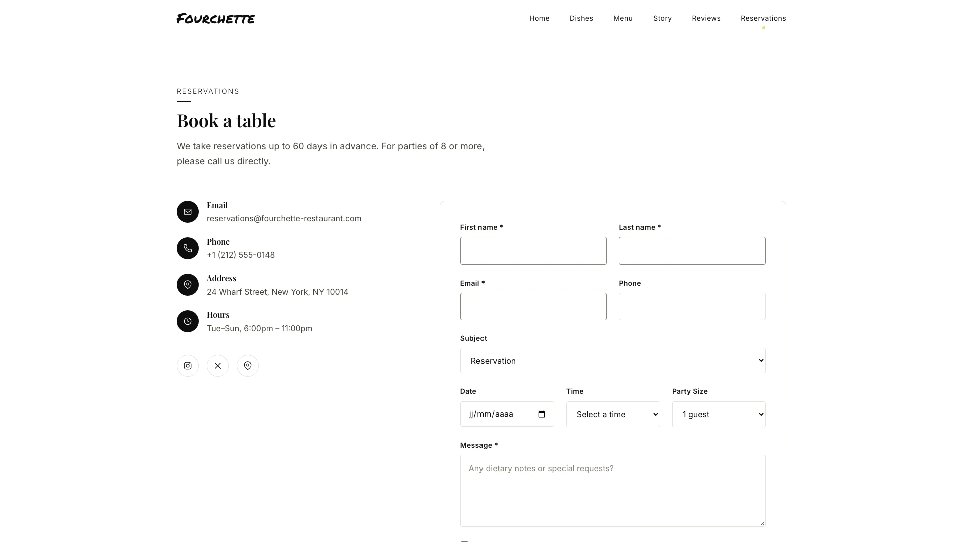 Fourchette - Minimalist & Elegant Restaurant Website Template