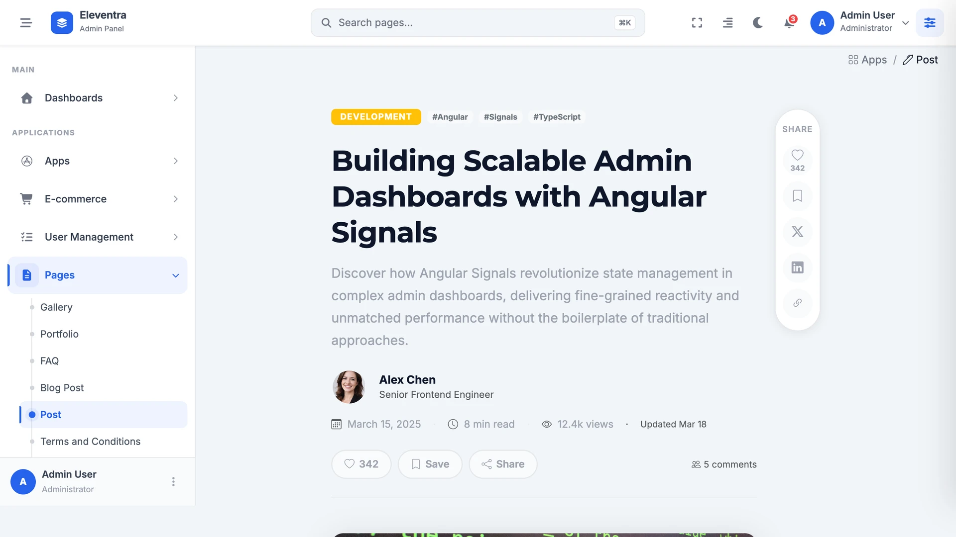Eleventra - Angular 21 Admin Dashboard Template + UI Kit + 90+ Pages
