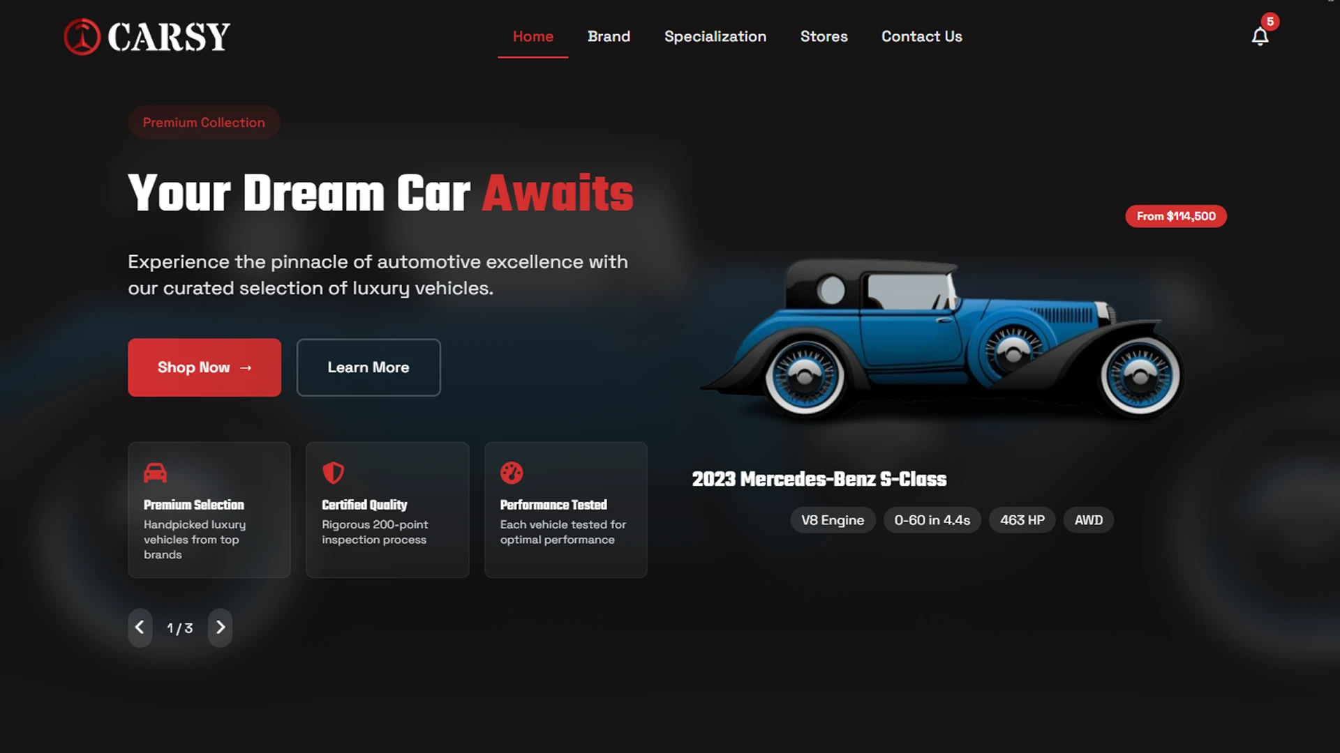 Carsy - Car Dealer Website Template Modern Vehicle Listing Platform
