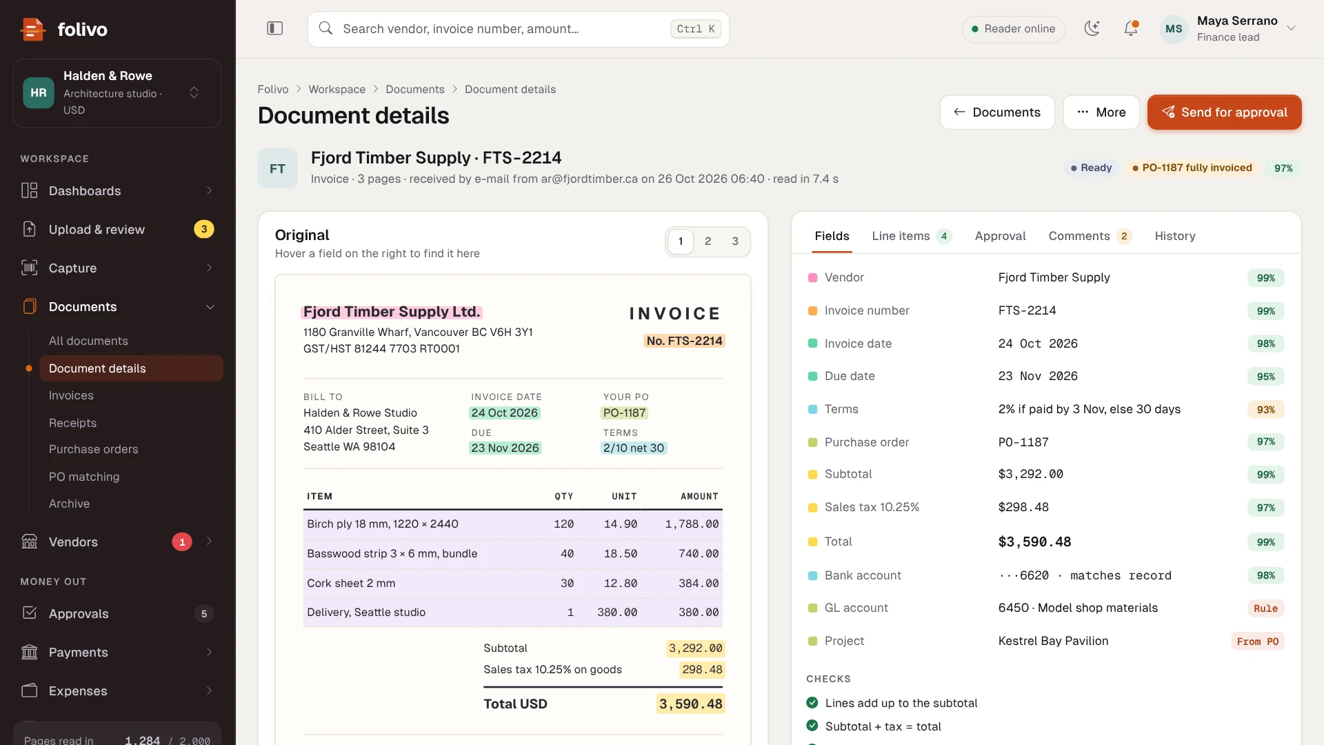 Folivo - AI Invoice & Receipt OCR Admin Dashboard Template HTML, React, Vue (Screenshot 14 of 20)