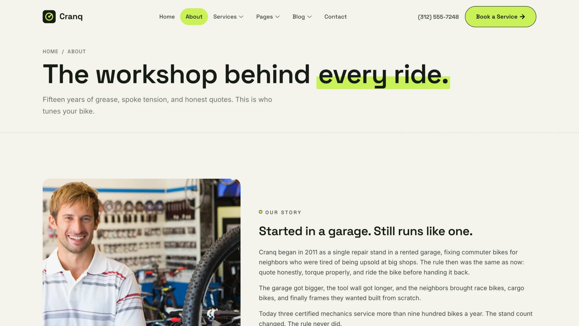 Cranq - Bicycle Repair & Customization React Template