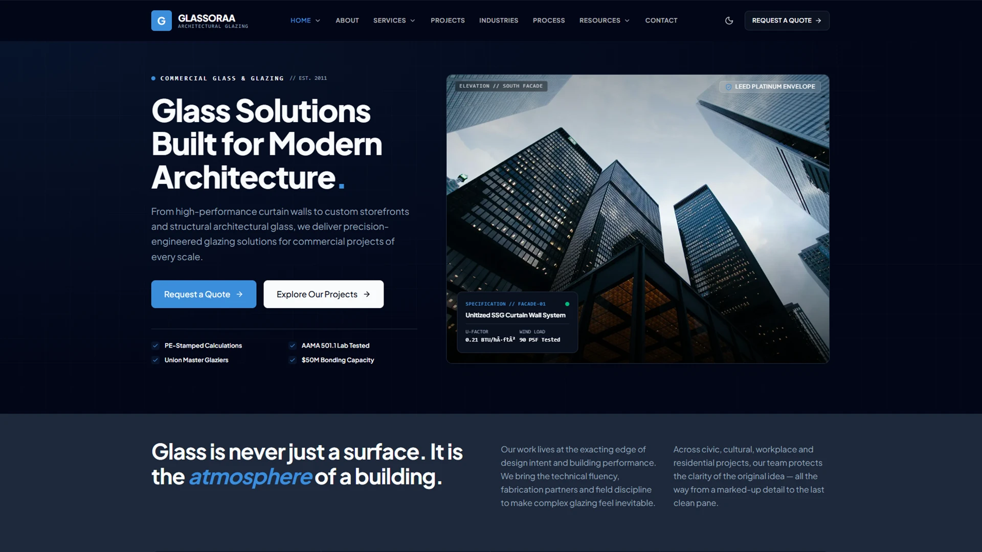 Glassoraa - Commercial Glass & Glazing Next.js Template