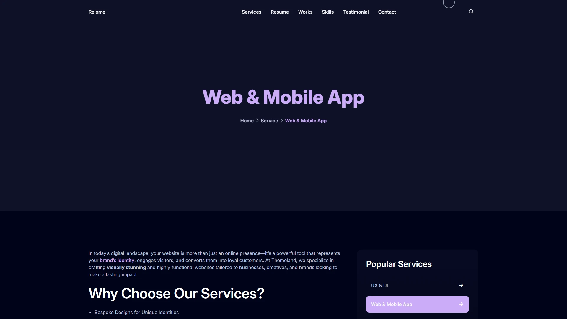 Relome - Personal Portfolio WordPress Theme