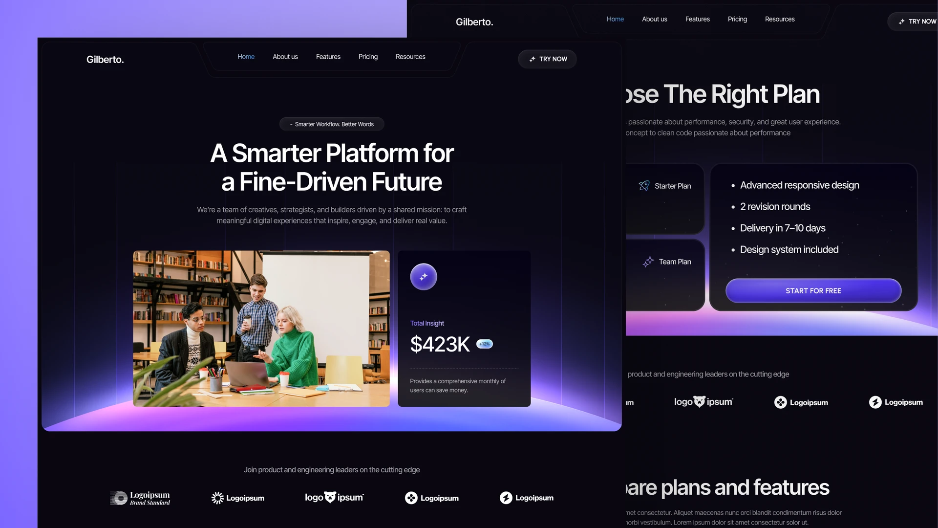 Gilberto - AI and SaaS Startup Framer & Figma Template