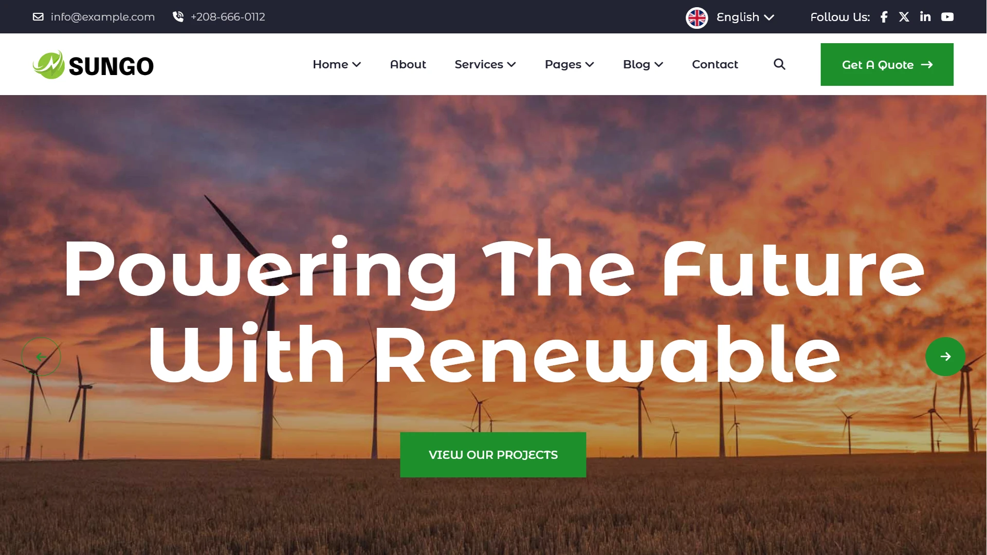 Sungo - Solar & Renewable Energy React JS Template