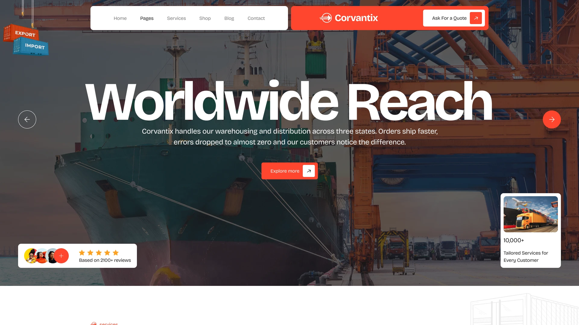 Corvantix - Logistics & Freight Solutions Figma Template (Screenshot 1 of 1)