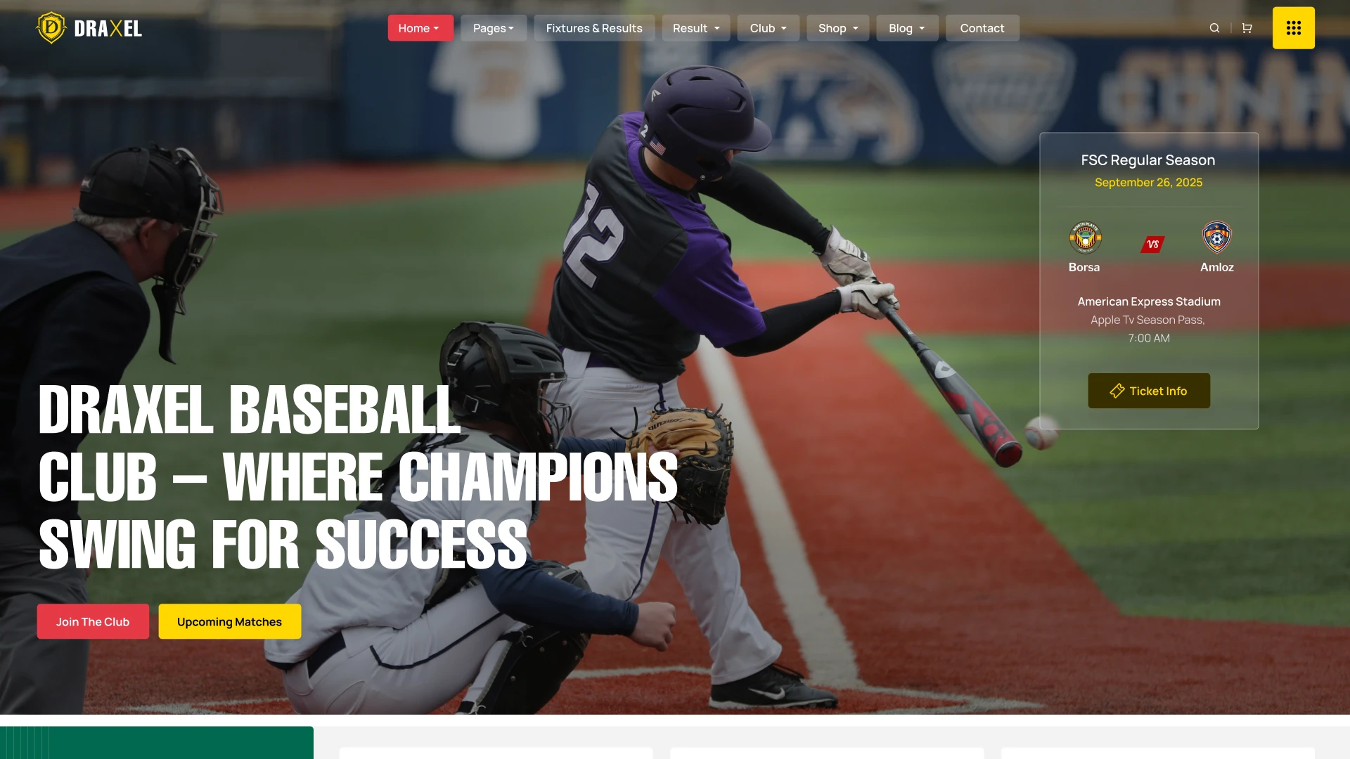Draxel - Sports Club Figma Website Template