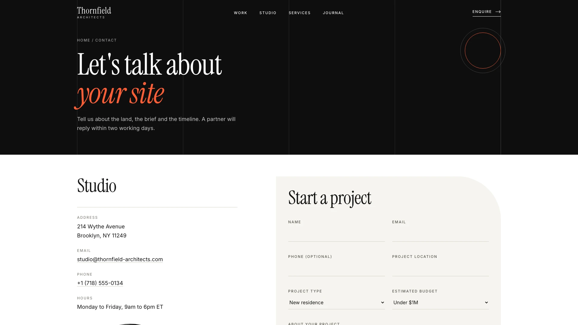 Thornfield - Refined & Modern Architecture Studio Website Template