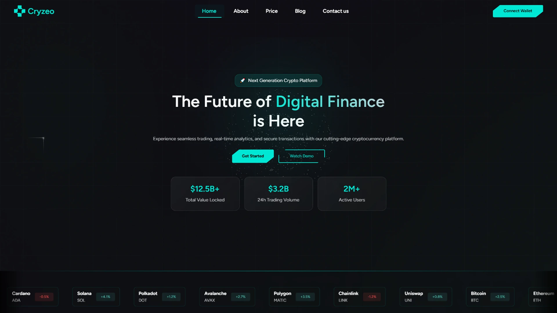 Cryzeo - Premium Cryptocurrency and Web3 Landing Page Figma UI Kit