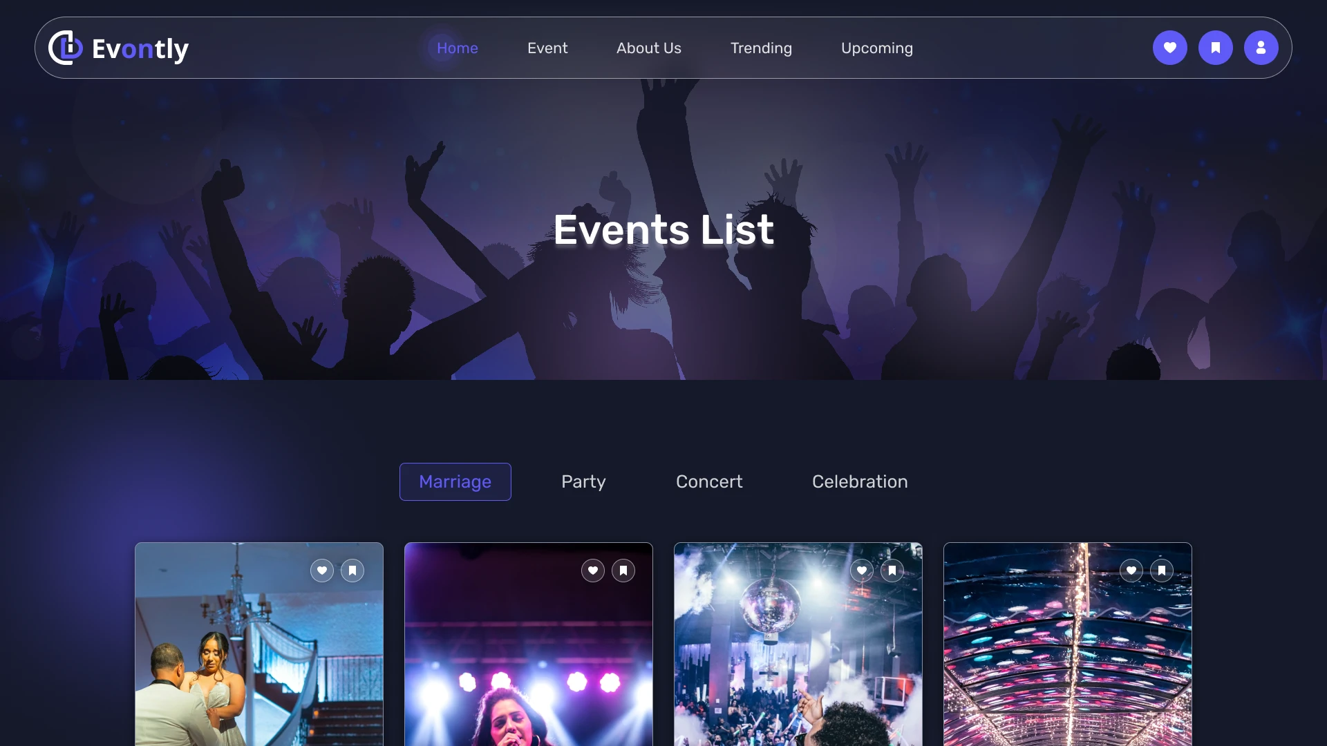 Evontly - Event Management Website Template Modern Booking System Figma UI Kit