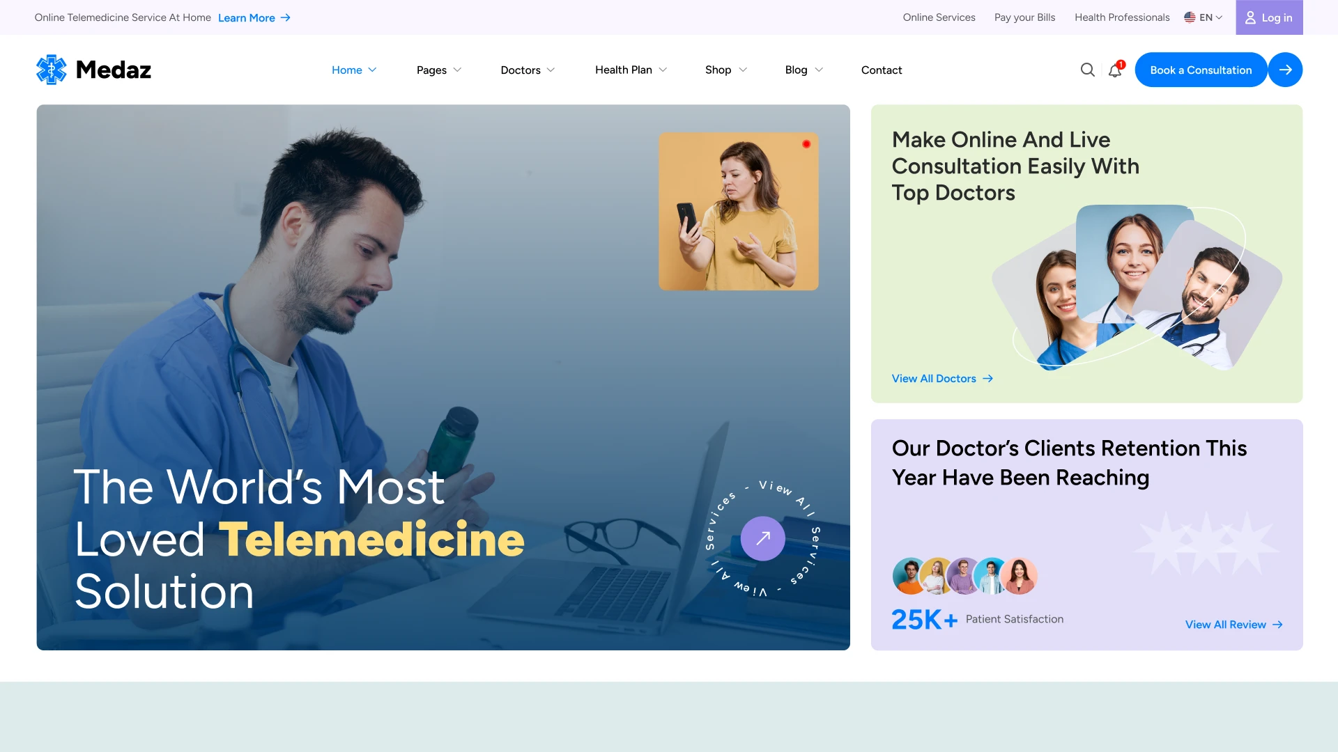 Medaz - Telemedicine and Online Doctor Consultation Figma Website Template